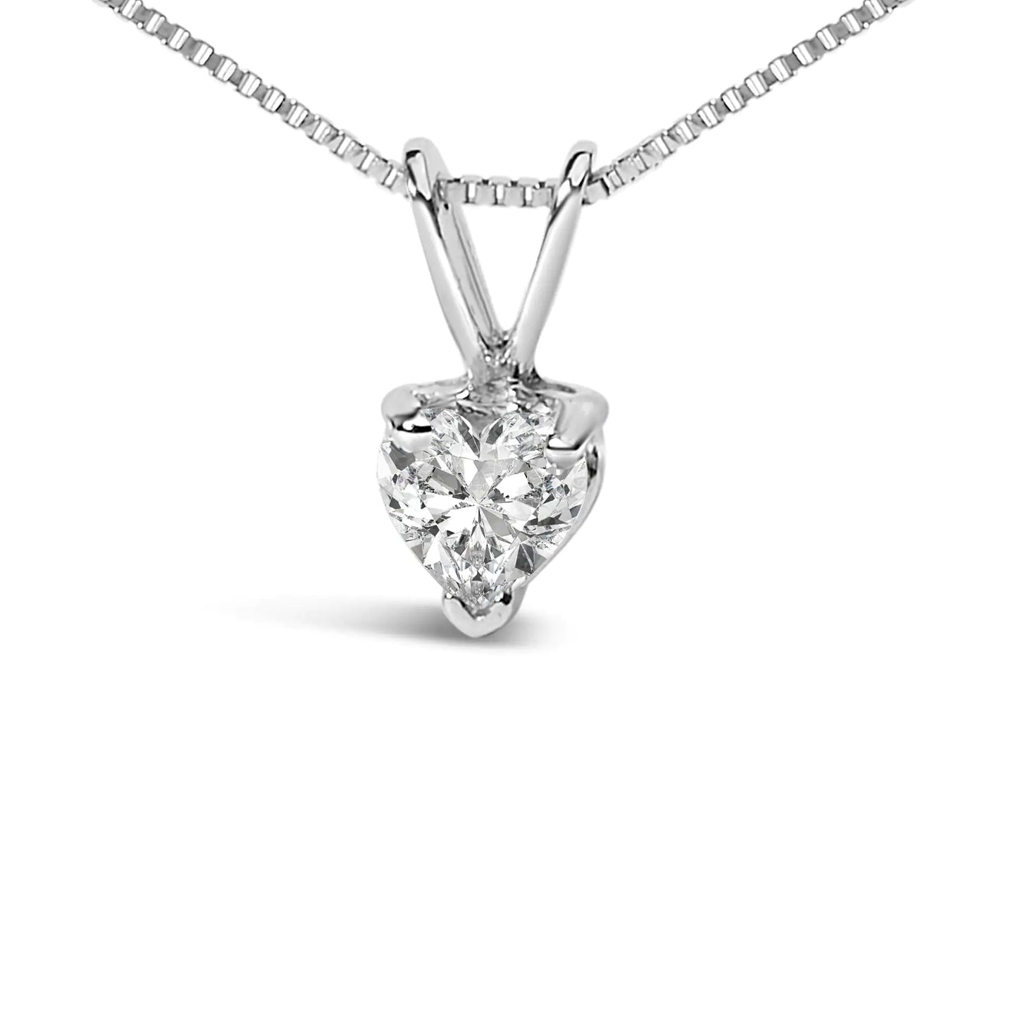 14K White Gold 3-Prong Set Heart Shaped Solitaire Lab Grown Diamond 18" Pendant Necklace (F-G Color, VS2-SI1 Clarity)