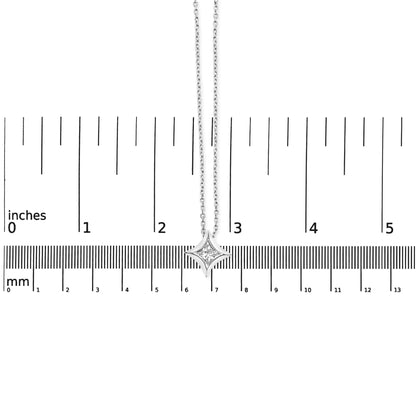 10K Gold 1/10 Cttw Bezel Set Solitaire Princess Cut Diamond Kite Shaped Pendent Necklace - 18" Inches