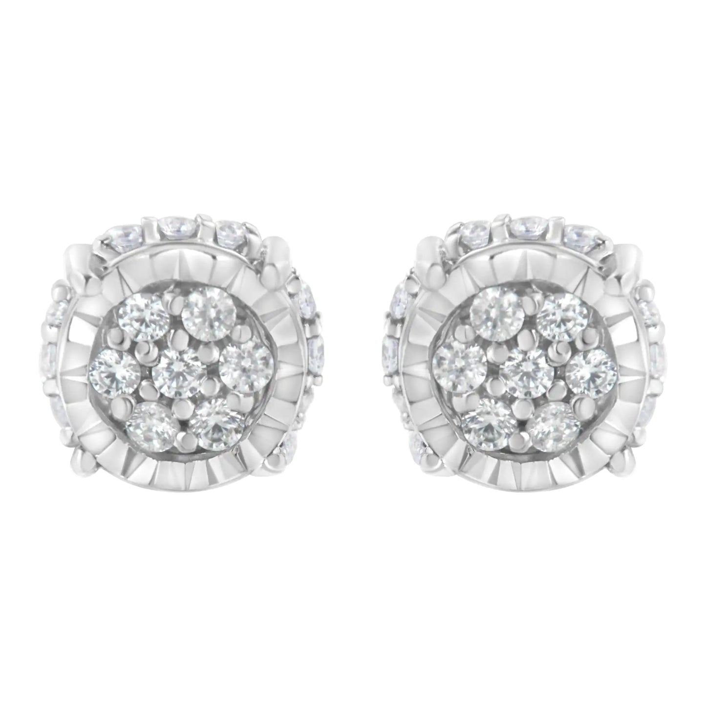 .925 Sterling Silver 1/3 cttw Round-cut Diamond Floral Stud Earring (I-J Clarity, I3 Color)
