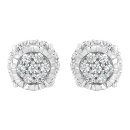 .925 Sterling Silver 1/3 cttw Round-cut Diamond Floral Stud Earring (I-J Clarity, I3 Color)