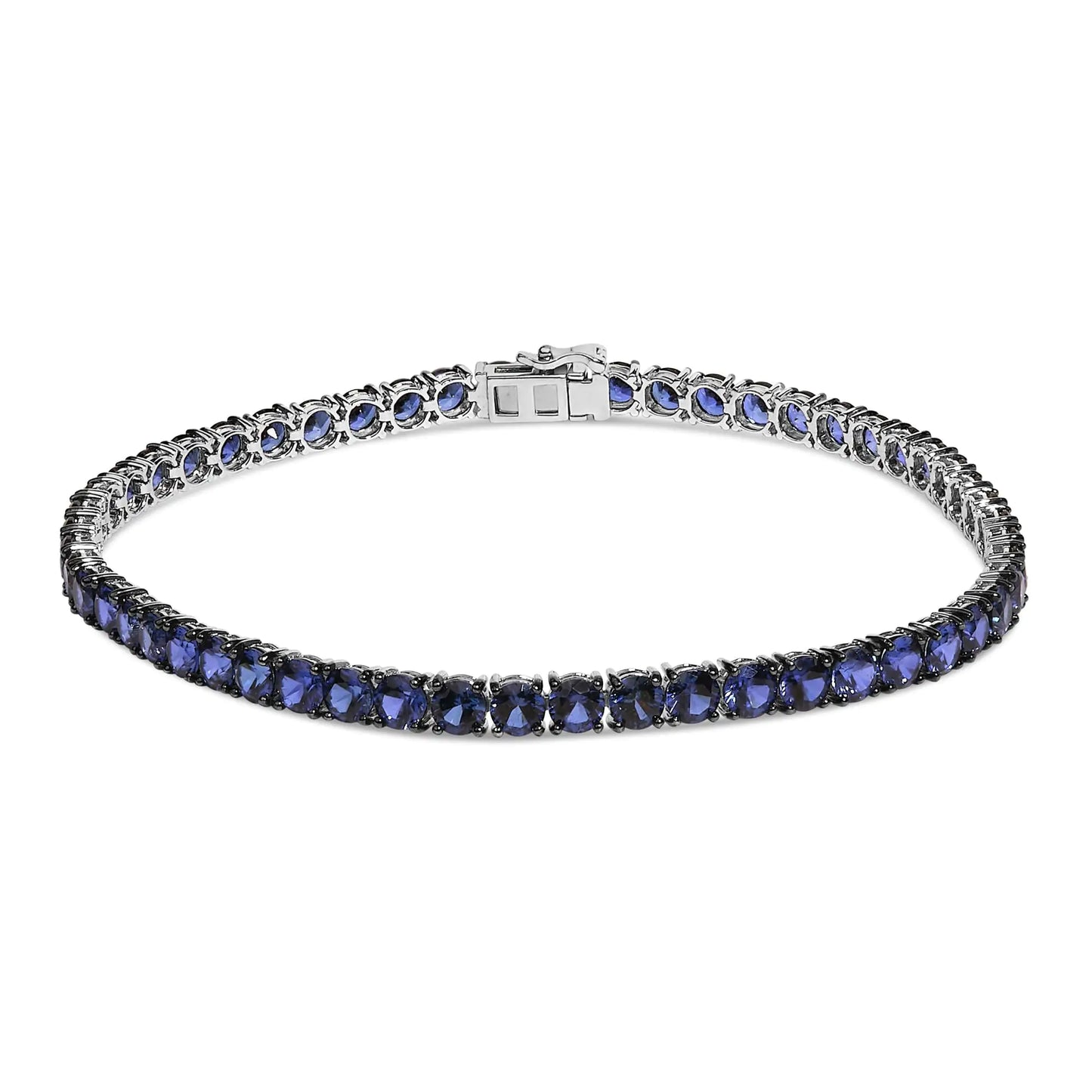 Men's .925 Sterling Silver Created Blue Sapphire Tennis Bracelet - 8.5" Inches