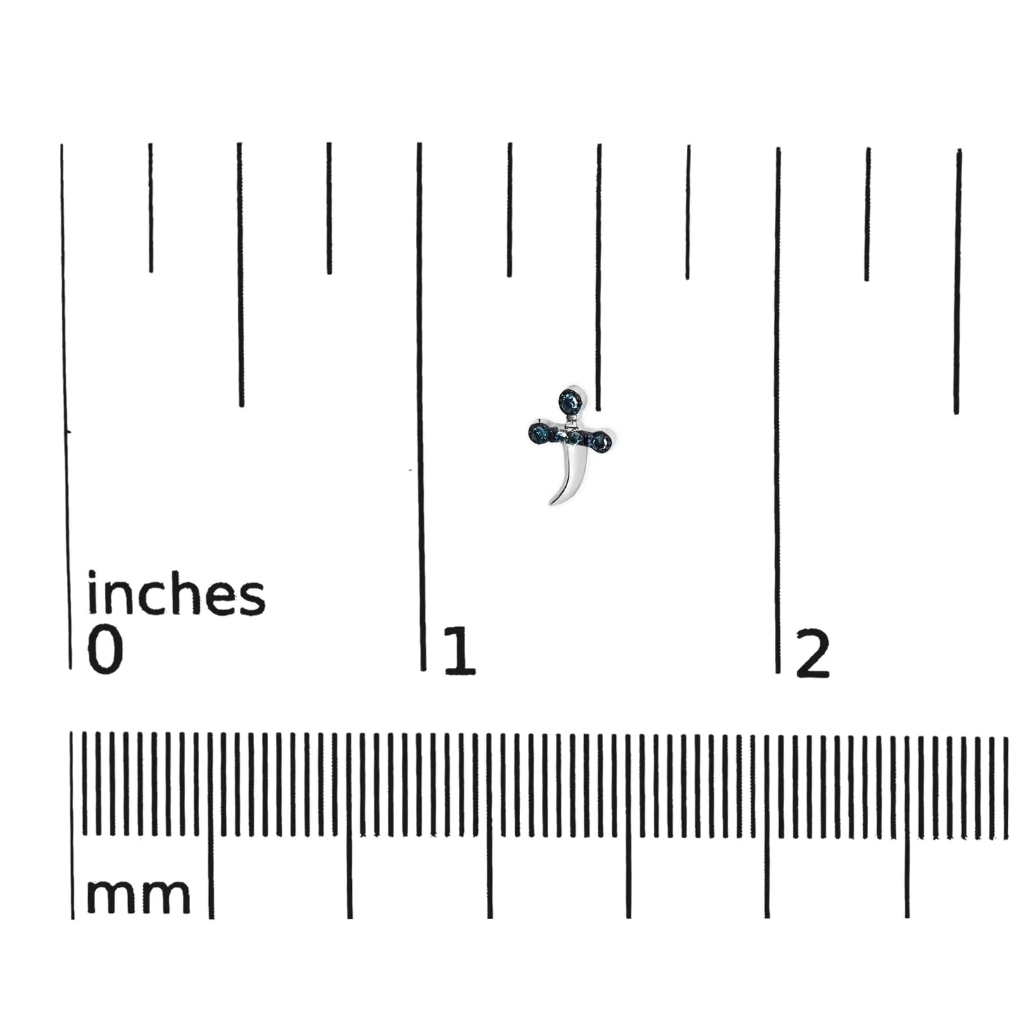 .925 Sterling Silver Blue Diamond Accent Knife Earrings (Blue Color, SI1-SI2 Clarity)