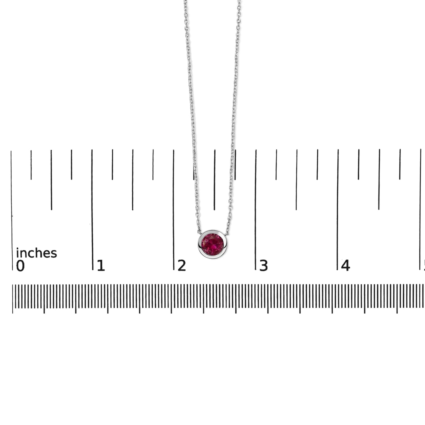 .925 Sterling Silver 7MM Bezel Set Created Purple Amethyst Pendant Necklace - 18" Inches