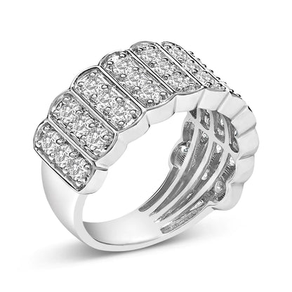 .925 Sterling Silver 1 1/2 Cttw Lab Grown Diamond 11 Row Band Ring (F-G Color, VS1-VS2 Clarity)