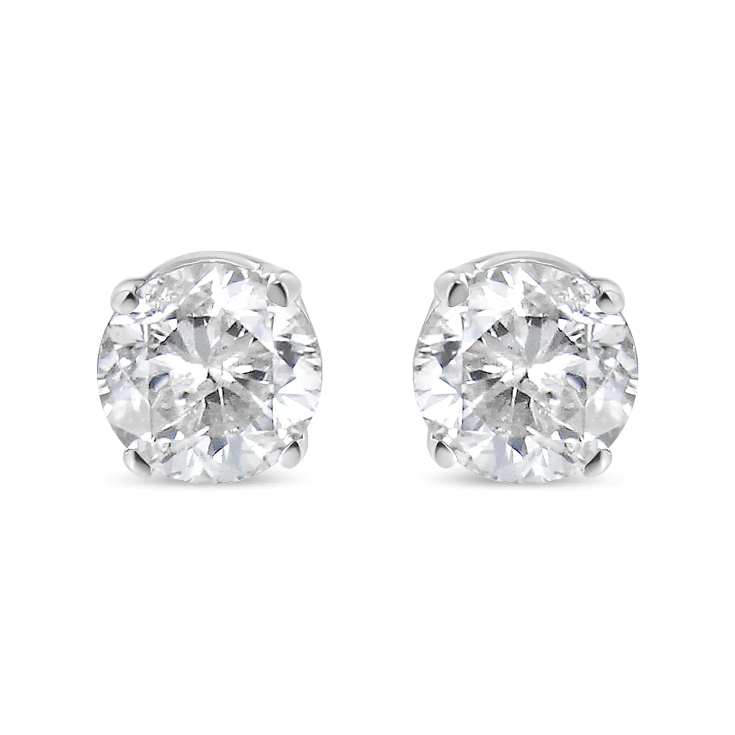 14K White Gold 5/8 Cttw Round Brilliant-Cut Lab Grown Diamond Classic 4-Prong Push back Stud Earrings (F-G Color, VS1-VS2 Clarity)