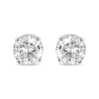 14K White Gold 5/8 Cttw Round Brilliant-Cut Lab Grown Diamond Classic 4-Prong Push back Stud Earrings (F-G Color, VS1-VS2 Clarity)
