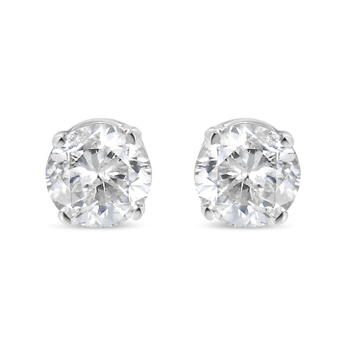 14K White Gold 5/8 Cttw Round Brilliant-Cut Lab Grown Diamond Classic 4-Prong Push back Stud Earrings (F-G Color, VS1-VS2 Clarity)