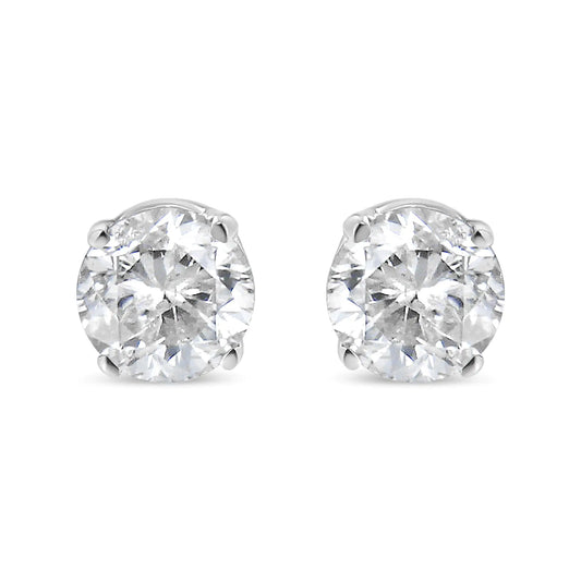 14K White Gold 5/8 Cttw Round Brilliant-Cut Lab Grown Diamond Classic 4-Prong Push back Stud Earrings (F-G Color, VS1-VS2 Clarity)