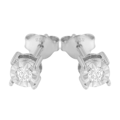 .925 Sterling Silver 1/10 Cttw Round Brilliant-Cut Diamond Miracle-Set Stud Earrings