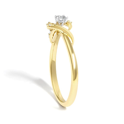 14K Yellow Gold Flash Plated .925 Sterling Silver 1/6 Cttw Diamond Swirl and Halo Promise Ring (I-J Color, I3 Clarity)