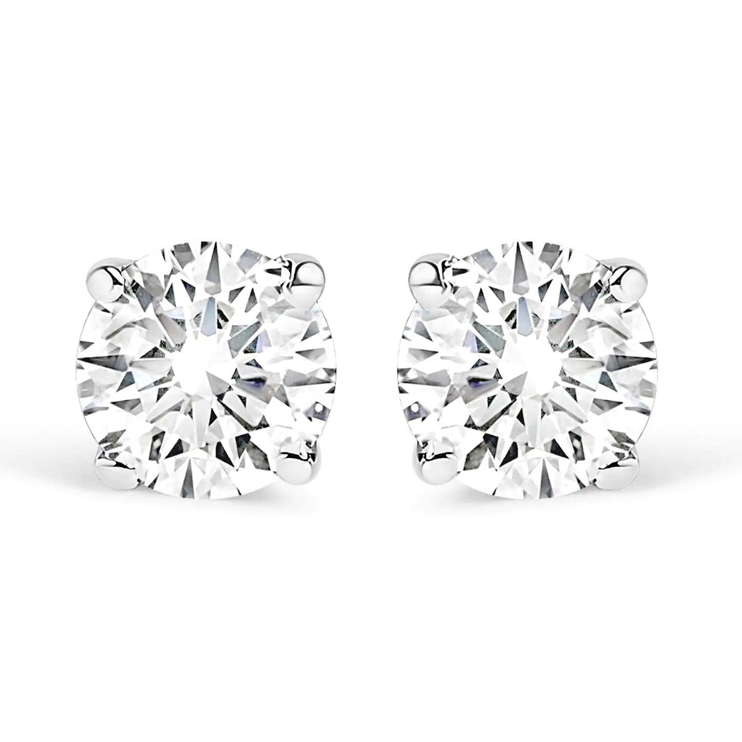 14K White Gold 1/3 Cttw Round Brilliant-Cut Near Colorless Diamond Classic 4-Prong Stud Earrings (J-K Color, I1-I2 Clarity)