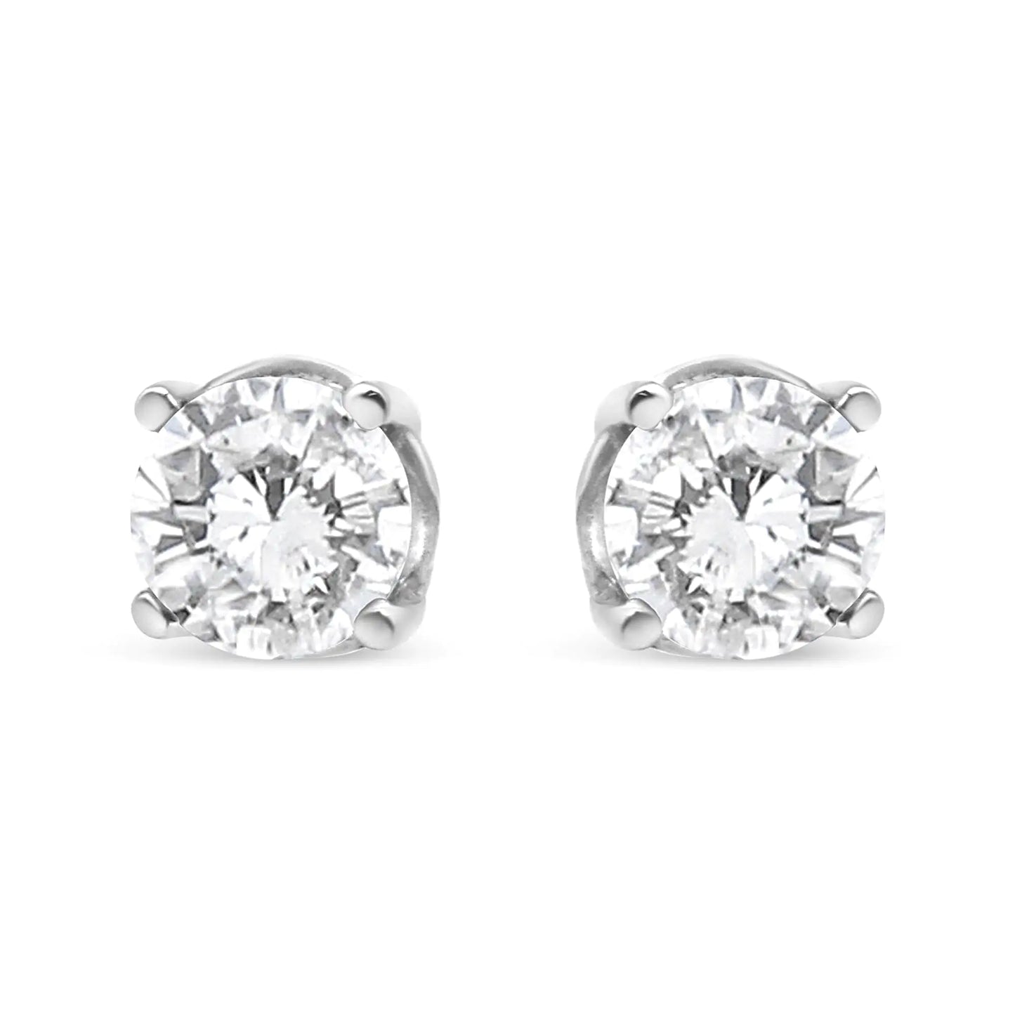 14K White Gold 3/4 Cttw Lab Grown Diamond 4-Prong Classic Stud Earrings (F-G Color, VS2-SI1 Clarity)