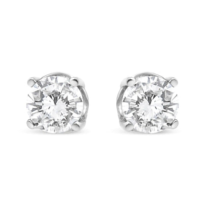 14K White Gold 3/4 Cttw Lab Grown Diamond 4-Prong Classic Stud Earrings (F-G Color, VS2-SI1 Clarity)
