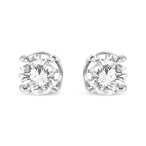 14K White Gold 3/4 Cttw Lab Grown Diamond 4-Prong Classic Stud Earrings (F-G Color, VS2-SI1 Clarity)