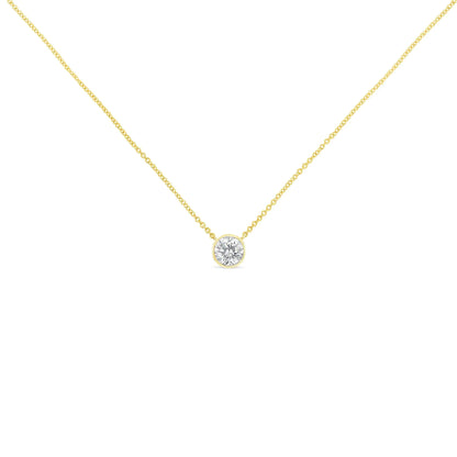 Sterling Silver Bezel-Set Diamond Solitaire Pendant Necklace (1/3 cttw, H-I Color, I1-I2 Clarity)