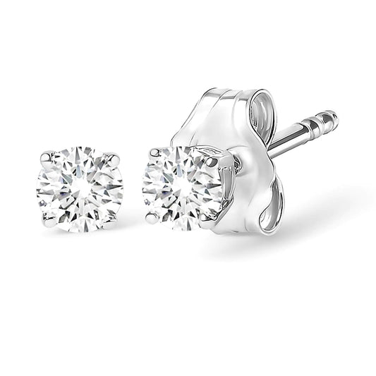 14K Gold 1/2 Cttw Round Lab Grown Diamond Solitaire Stud Earrings