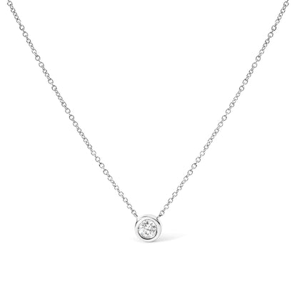 10K Gold 1/10 Carat Round Brilliant-Cut Diamond Modern Bezel-Set Solitaire 16"-18" Pendant Necklace
