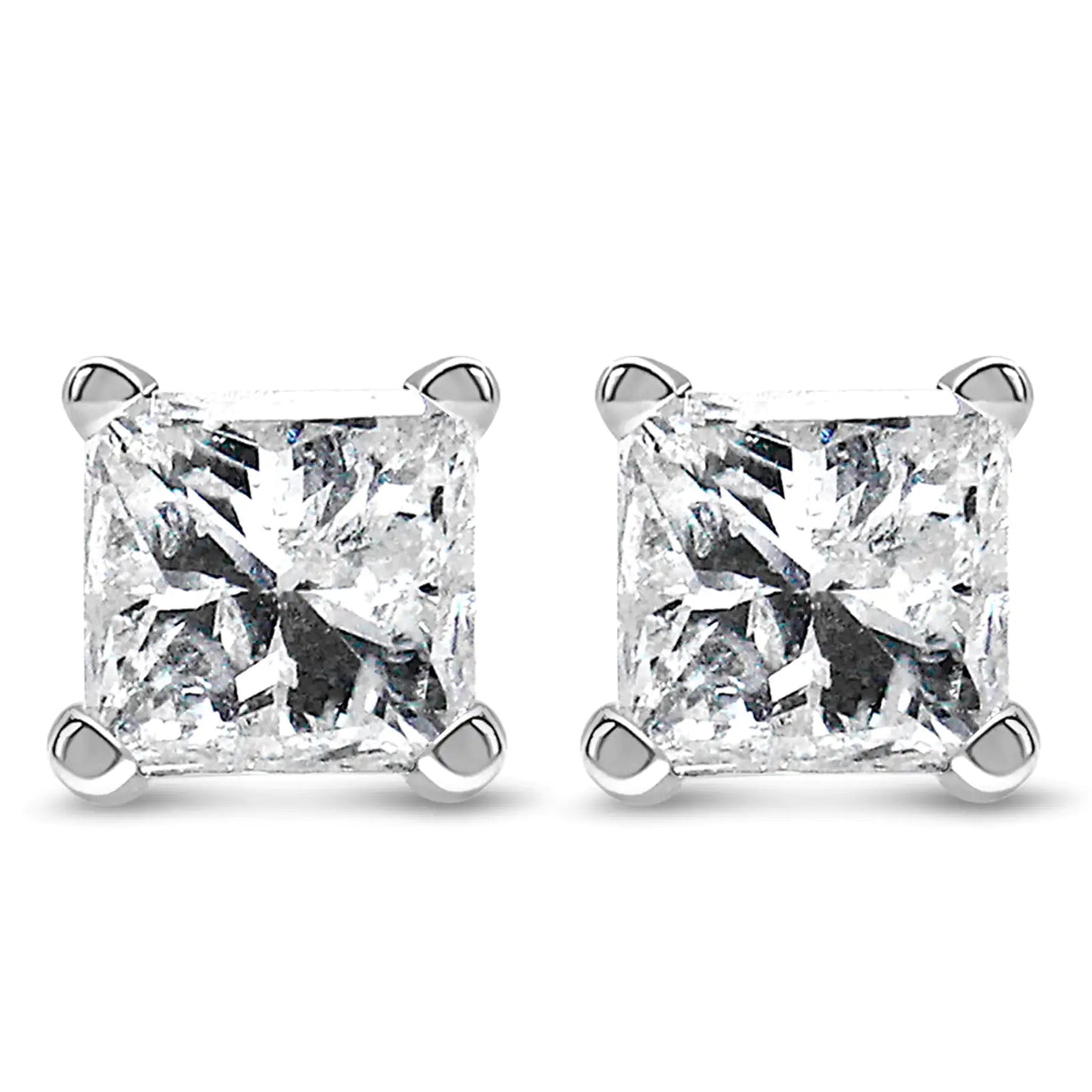 14K White Gold 1/10 Cttw Princess-cut Diamond Solitaire Stud Earrings (H-I Color, I1-I2 Clarity)