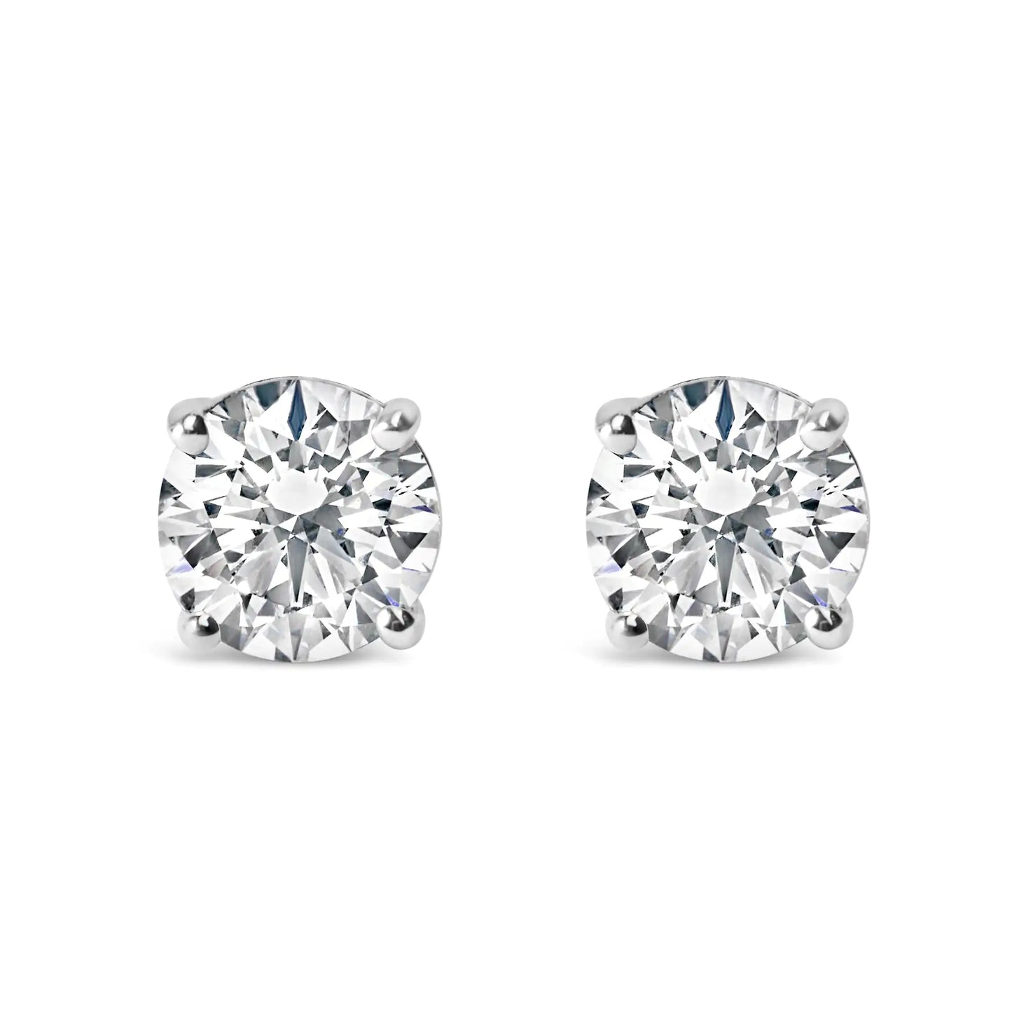 14K Gold 1.0 Carat Round Brilliant Cut Lab Grown Diamond 4-Prong Classic Solitaire Stud Earrings