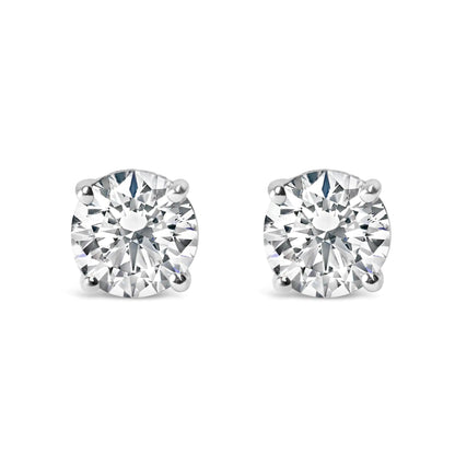 14K Gold 1.0 Carat Round Brilliant Cut Lab Grown Diamond 4-Prong Classic Solitaire Stud Earrings