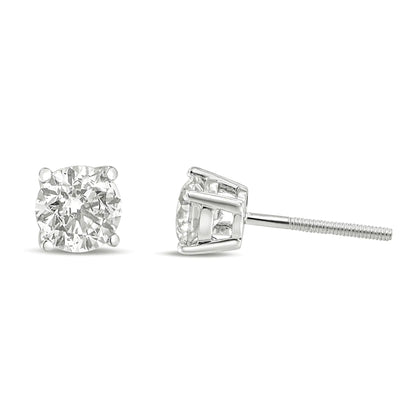 14K Gold 1.0 Carat Round Brilliant Cut Lab Grown Diamond 4-Prong Classic Solitaire Stud Earrings