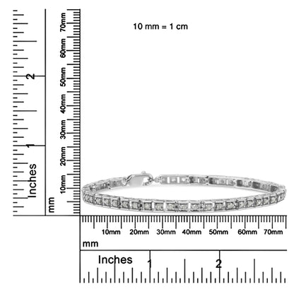 .925 Sterling Silver 1.0 Cttw Diamond Square Hybrid Link 7" Tennis Bracelet (I-J Color, I2-I3 Clarity)