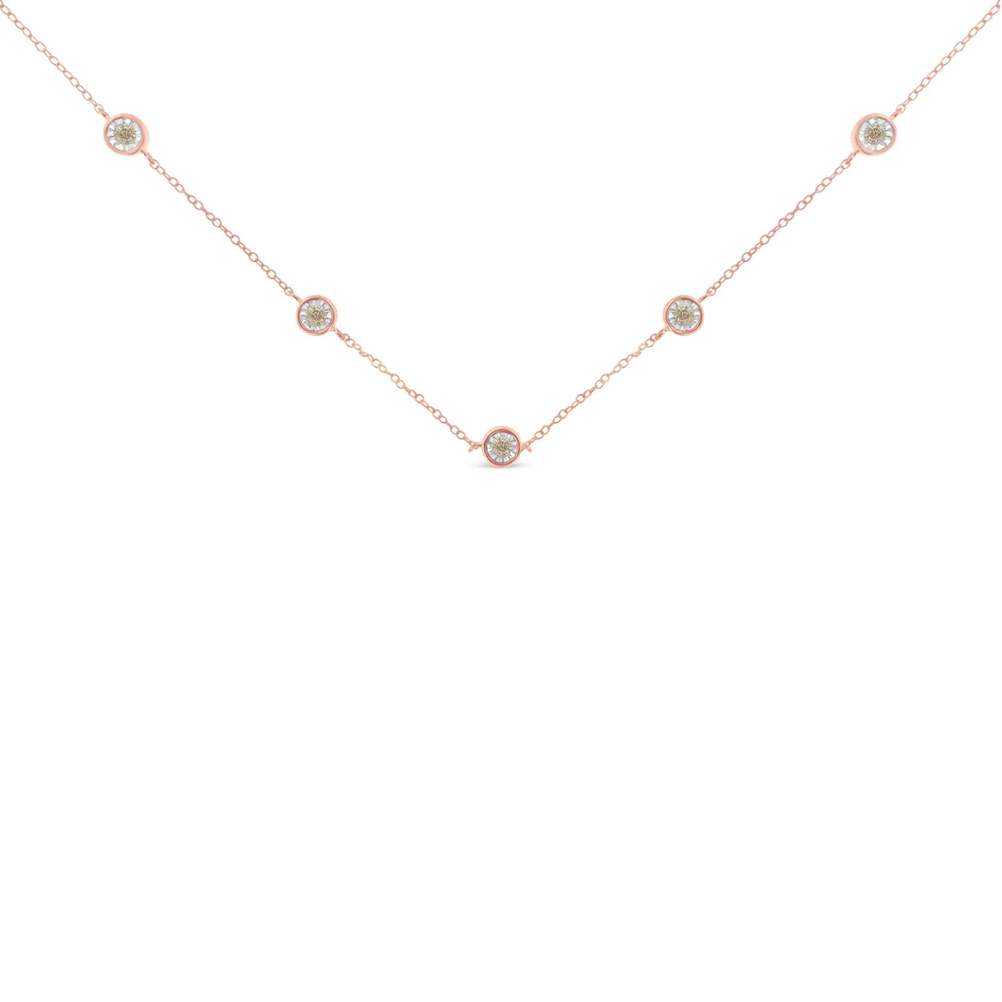 Sterling Silver Diamond Station Necklace (1/2 cttw, K-L Color, I2-I3 Clarity)