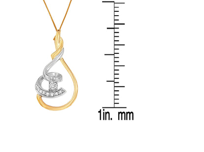 Espira 10K Two-Tone Yellow & White 1/6 Cttw Brilliant-Cut Diamond Layered Spiral 18" Pendant Necklace (H-I Color, I2-I3 Clarity)