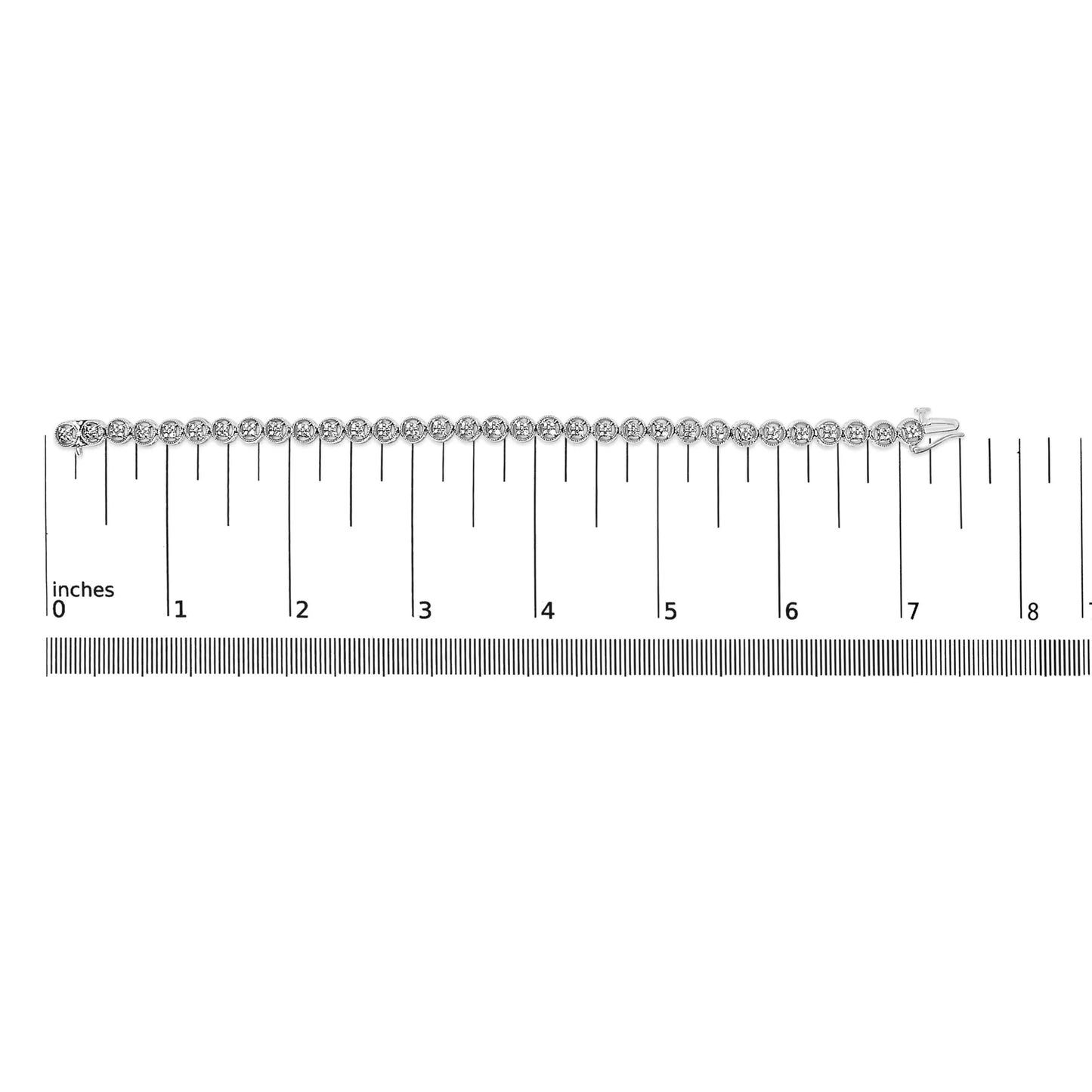 .925 Sterling Silver 1/10 Cttw Diamond Open Circle Beaded Wheel Link Tennis Bracelet (I-J Color, I3 Clarity) - 7.25"