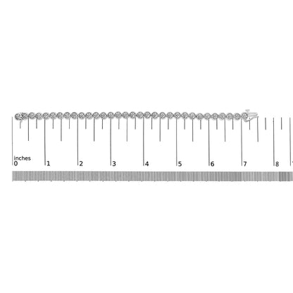 .925 Sterling Silver 1/10 Cttw Diamond Open Circle Beaded Wheel Link Tennis Bracelet (I-J Color, I3 Clarity) - 7.25"