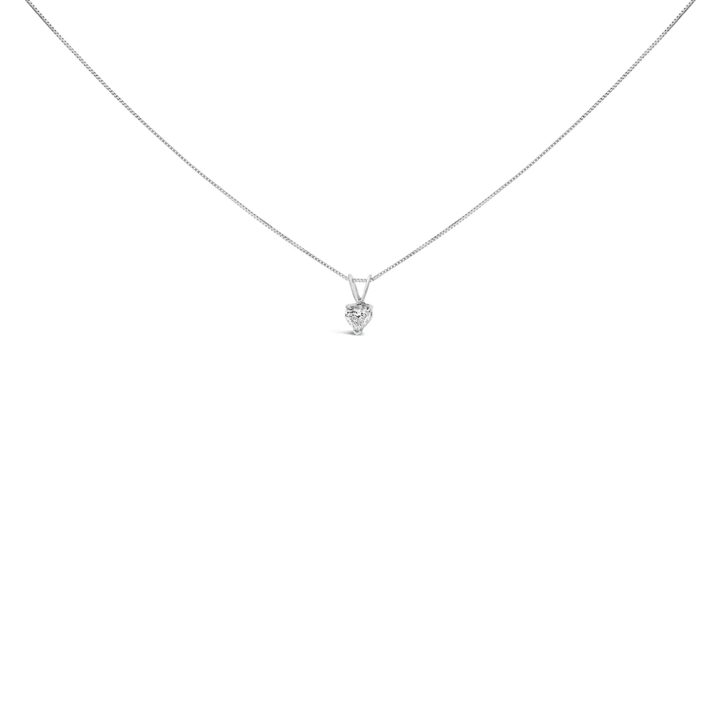 14K White Gold 3-Prong Set Heart Shaped Solitaire Lab Grown Diamond 18" Pendant Necklace (F-G Color, VS2-SI1 Clarity)