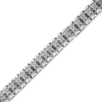 .925 Sterling Silver Diamond Double-Link 7" Tennis Bracelet (I-J Color, I3 Clarity)