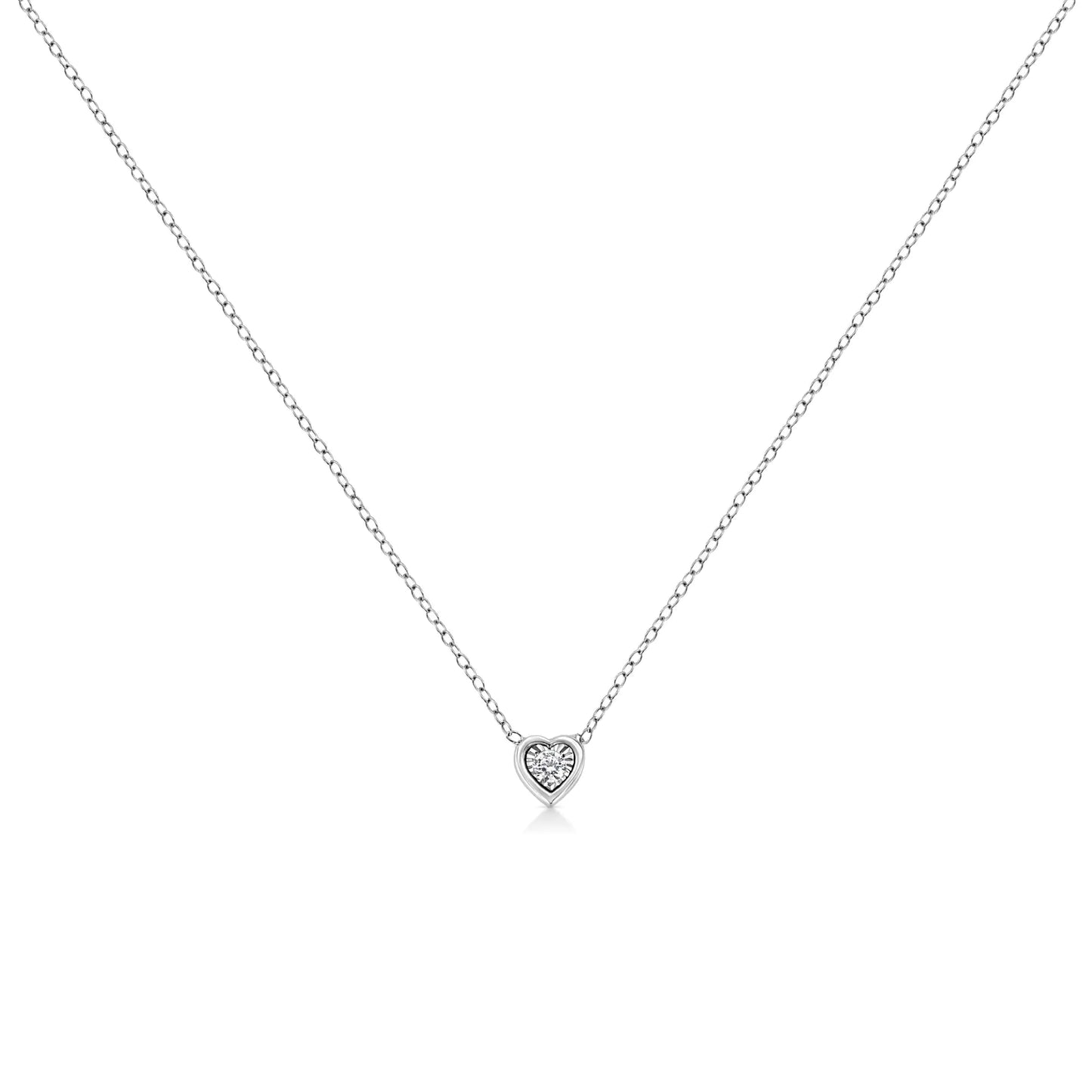 10K White Gold 1/10 Cttw Miracle Set Round-Cut Diamond 18" Pendant Necklace - Choice of Shape