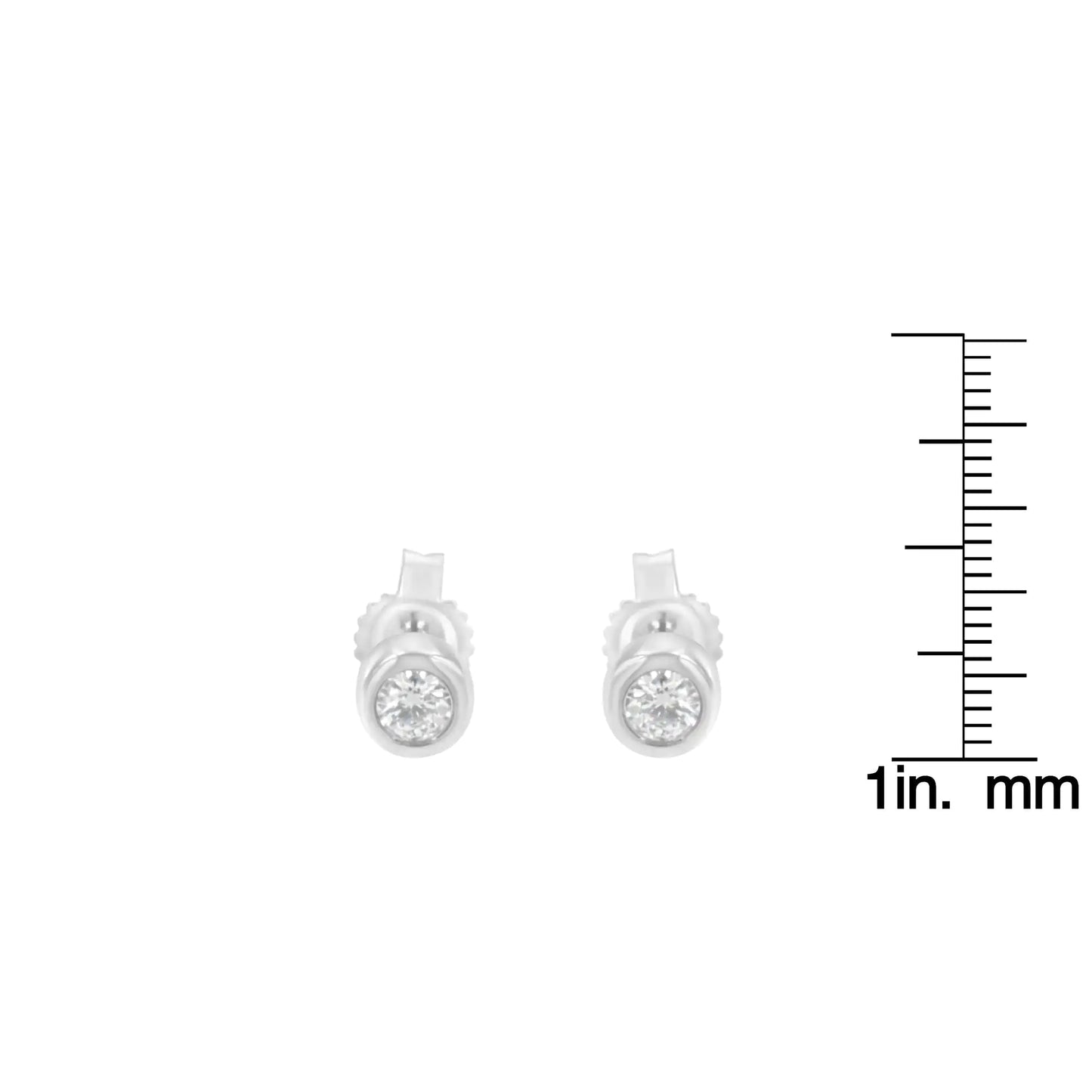 10K Gold 0.15 Cttw Round Brilliant-Cut Near Colorless Diamond Bezel-Set Stud Earrings (H-I Color, I1-I2 Clarity)