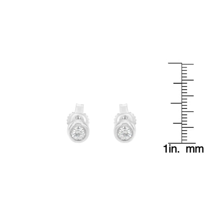 10K Gold 0.15 Cttw Round Brilliant-Cut Near Colorless Diamond Bezel-Set Stud Earrings (H-I Color, I1-I2 Clarity)