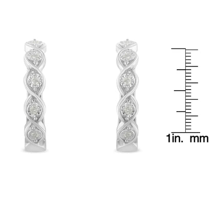 .925 Sterling Silver 1/10 Cttw Miracle-Set Diamond Infinity Swirl Hoop Earrings (I-J Color, I3 Clarity)