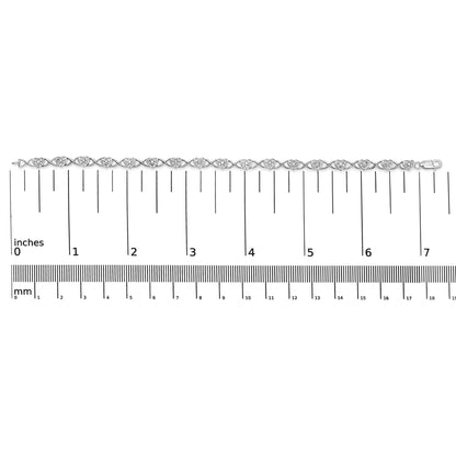 .925 Sterling Silver Diamond Accent Heart Link Bracelet (I-J Color, I3 Clarity) - 7.25"