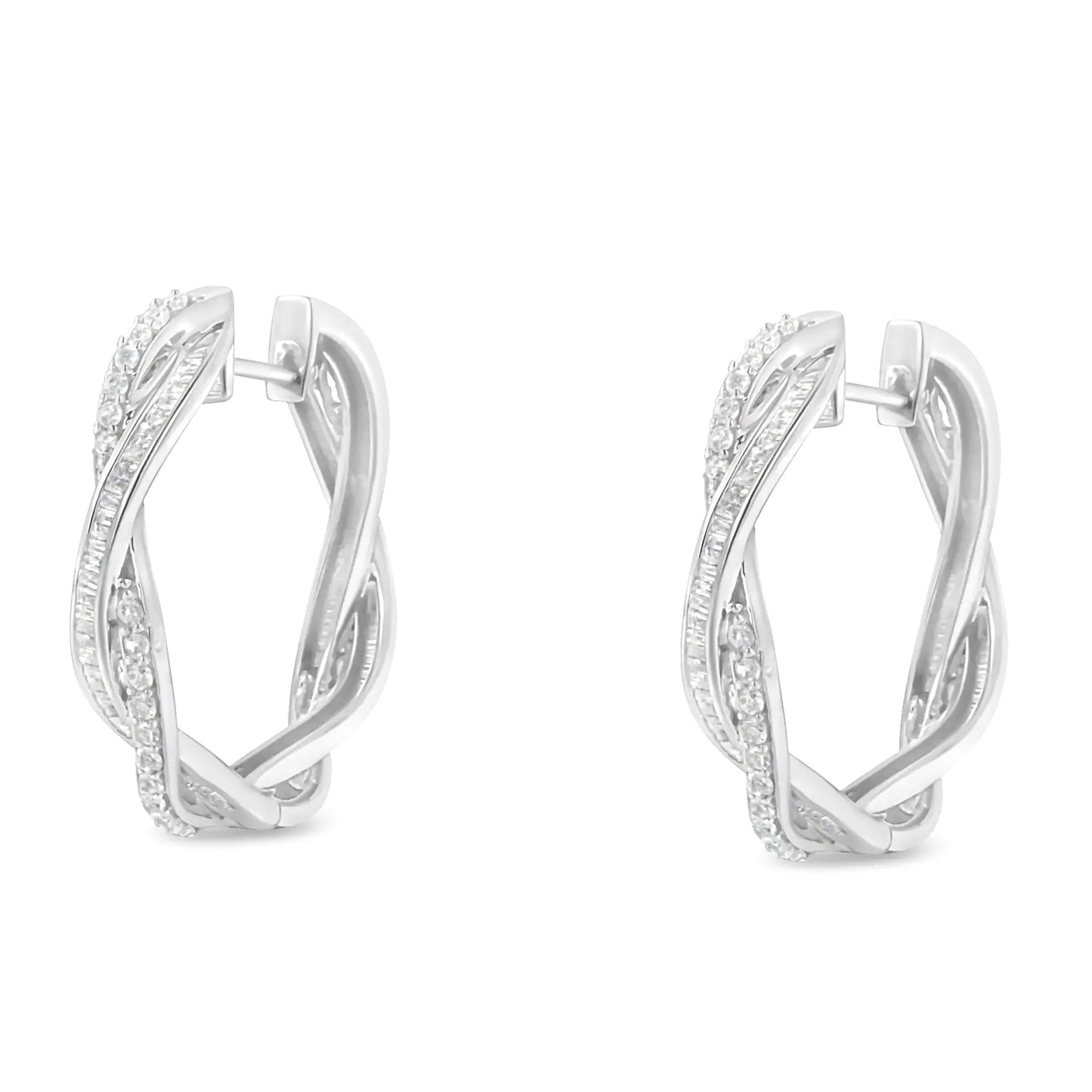 Sterling-Silver Diamond Hoop Earring (0.75 cttw, I-J Color, I2-I3 Clarity)