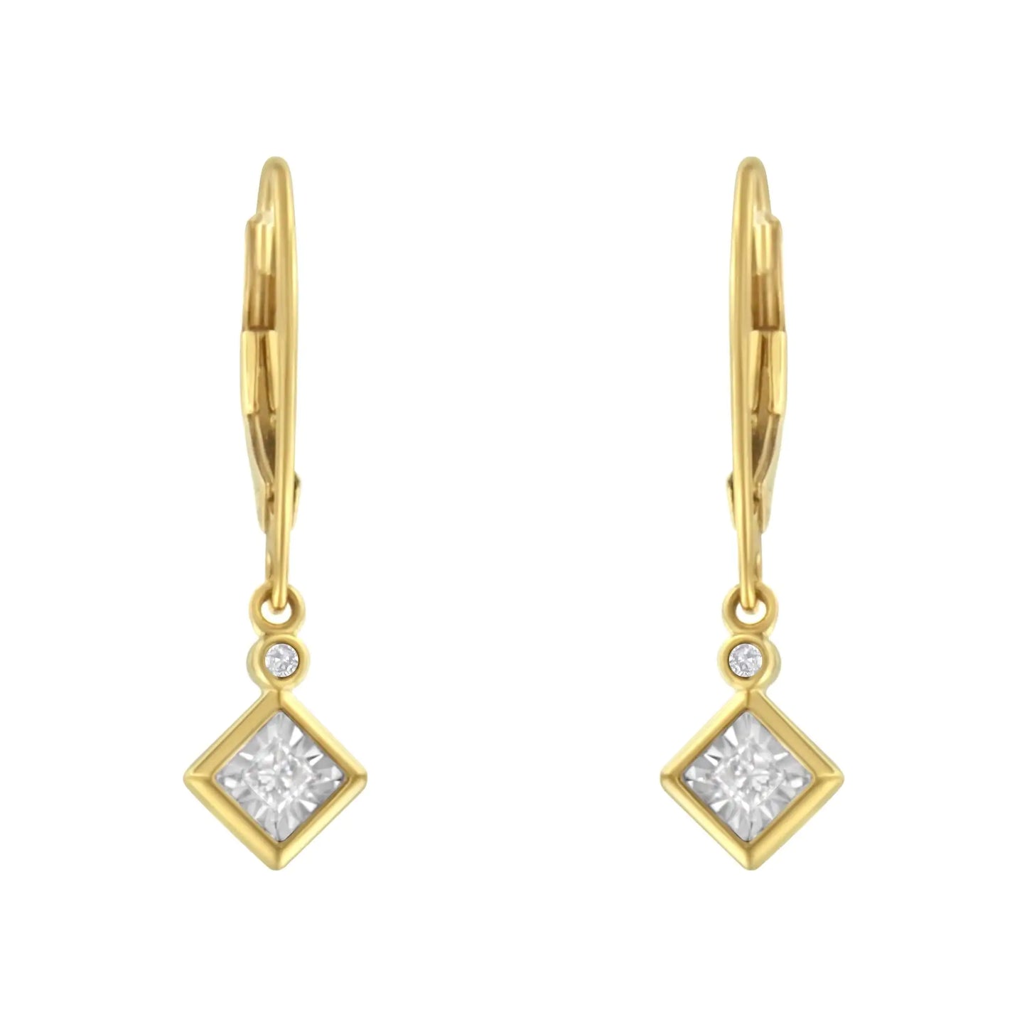 2 Micron 14K Yellow Gold Plating Diamond Dangle Earrings ( 1/3 cttw, J-K Color, I1-I2 Clarity)