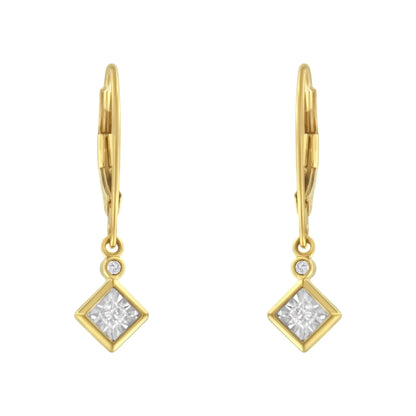 2 Micron 14K Yellow Gold Plating Diamond Dangle Earrings ( 1/3 cttw, J-K Color, I1-I2 Clarity)