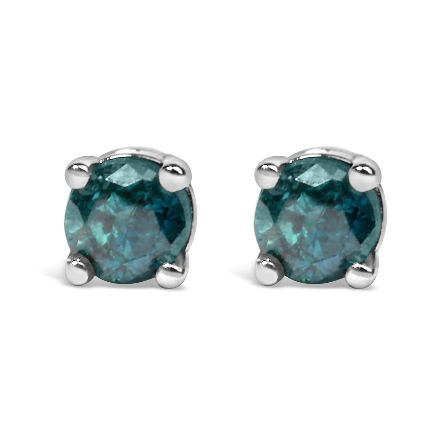 .925 Sterling Silver 0.15 Cttw Round Brilliant-Cut Diamond Classic 4-Prong Stud Earrings