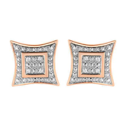 .925 Sterling Silver Diamond Accented 4-Stone Four Pointed Star Shaped Halo-Style Stud Earrings (H-I Color, I2-I3 Clarity)