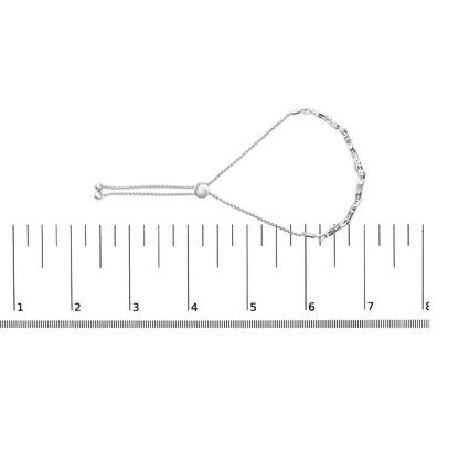 .925 Sterling Silver 1/2 Cttw Diamond Alternating Heart Link Adjustable Bolo Bracelet (I-J Color, I3 Clarity) - 4" to 10" Inches