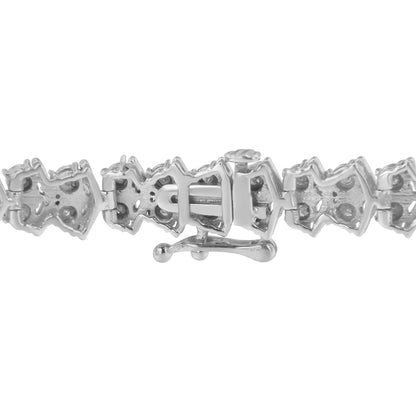 .925 Sterling Silver 1.0 cttw Diamond "Arrow" Shape Tennis Link Bracelet (I-J Color, I3 Clarity) -7.25"