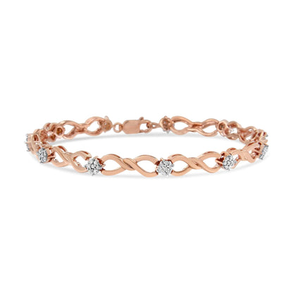 10K Rose Gold Plated .925 Sterling Silver 1/2 Cttw Diamond Infinity Link Tennis Bracelet (H-I Color, I2-I3 Clarity) -7”