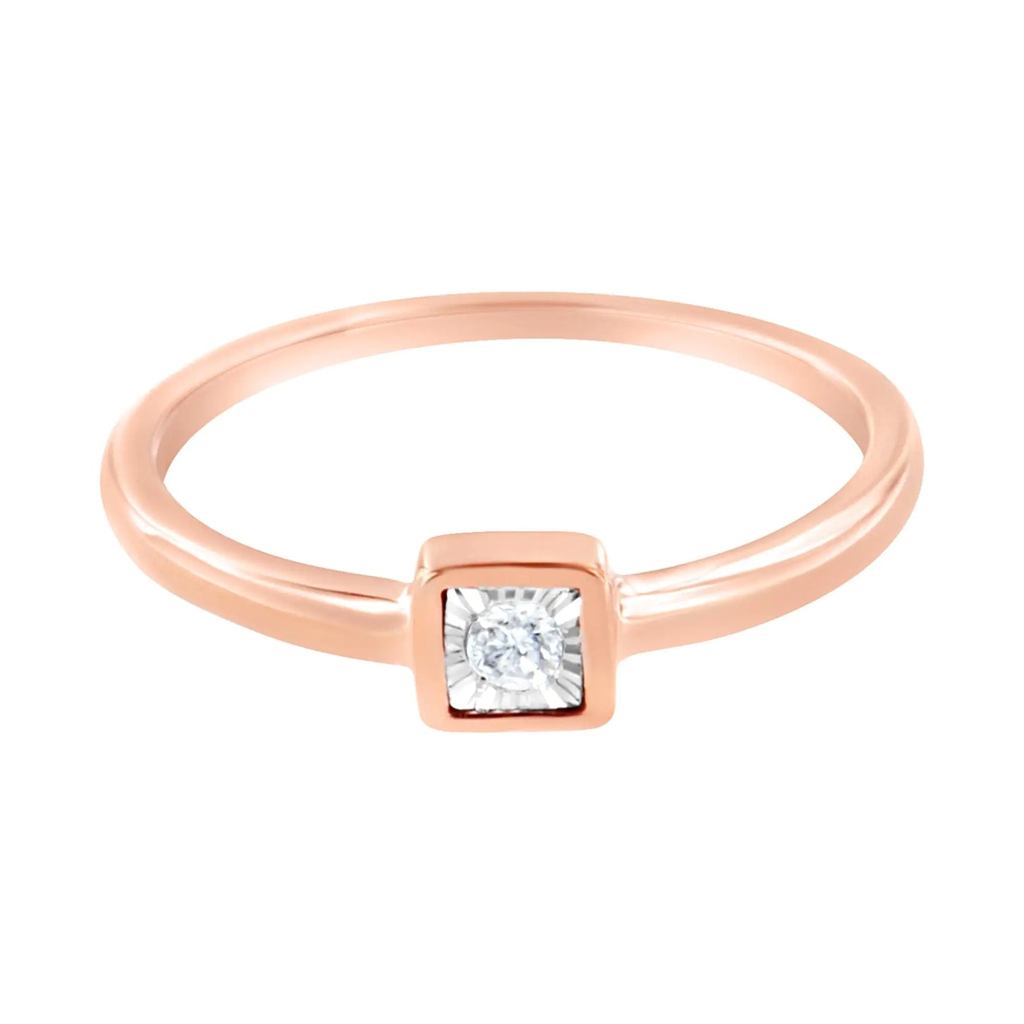 14K Rose Gold Plated .925 Sterling Silver 1/20 cttw Miracle Set Diamond Promise Ring (J-K Color, I1-I2 Clarity)