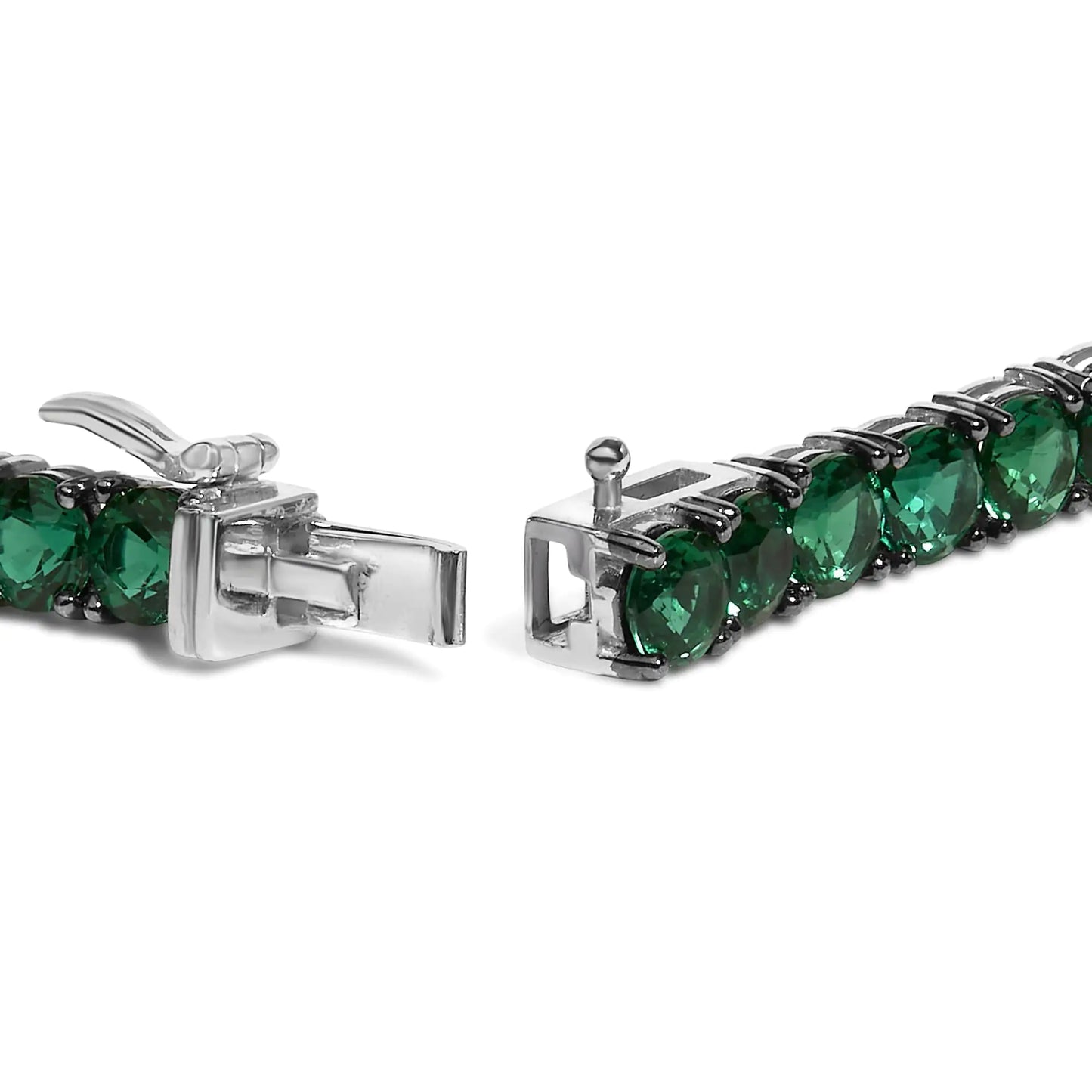 Men's .925 Sterling Silver Created Green Emerald Tennis Bracelet - 8.5" Inches