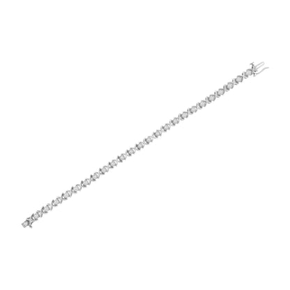 .925 Sterling Silver 1 cttw Brilliant Round-Cut Diamond "X" Link Bracelet (I-J Clarity, I2-I3 Color) - Size 7"