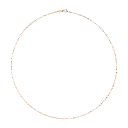 Unisex Solid 14K Gold 1.5mm Paperclip Chain Necklace - Choice of Length and Metal Color