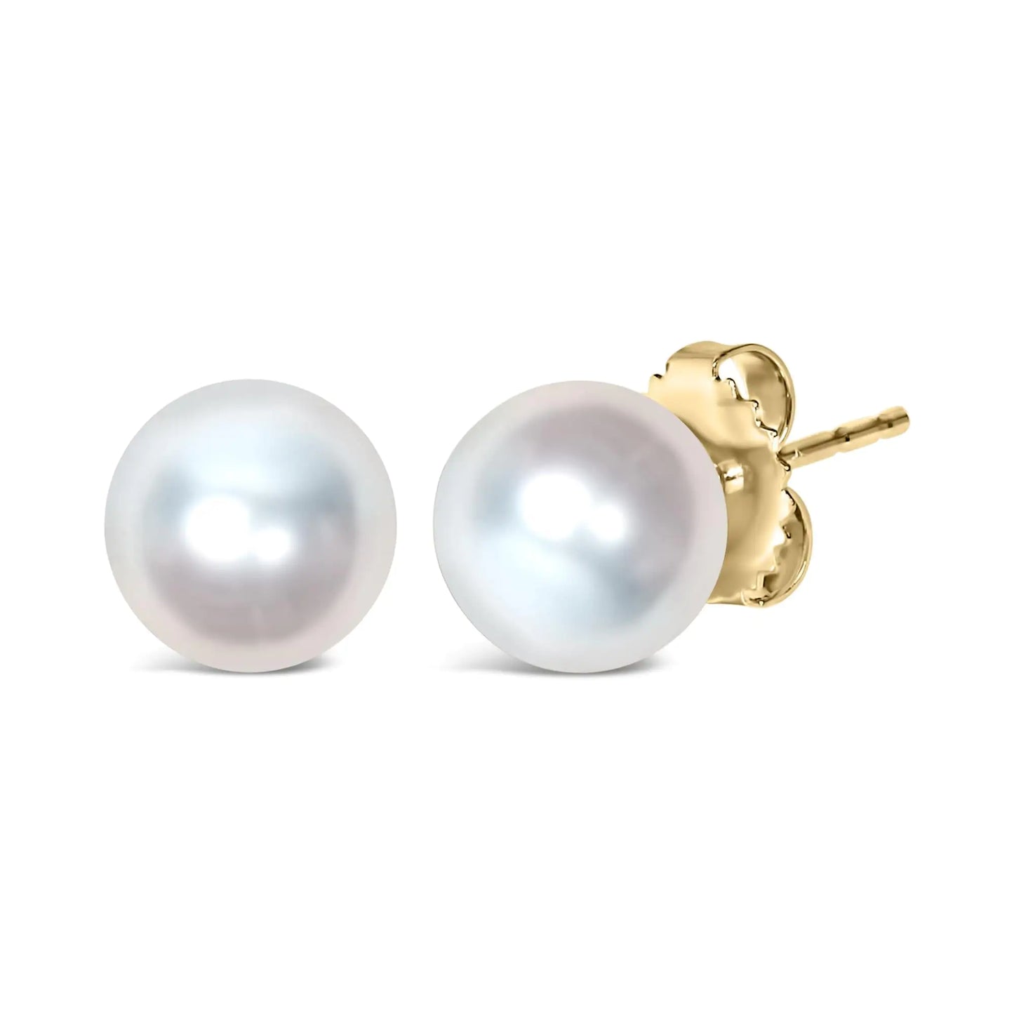 14K Gold Cultured Freshwater Pearl Solitaire Stud Earrings